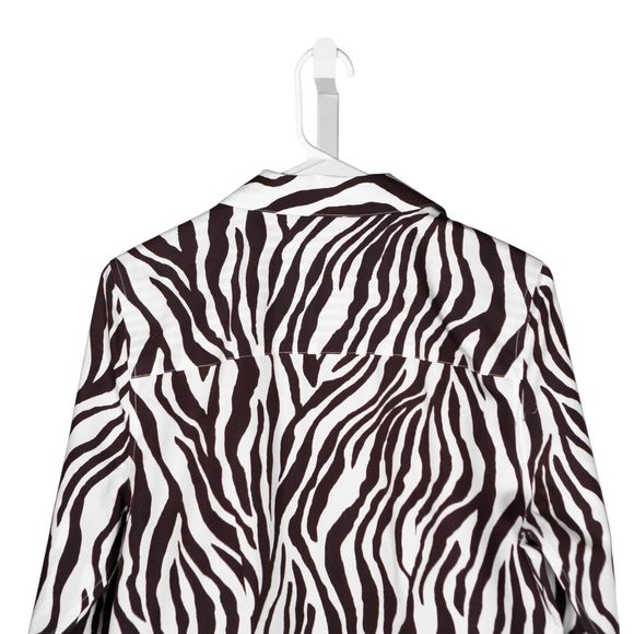 Chico's Women's Shirt Button Up Zebra Animal Print No Iron Blouse Top 1 US M/8 - Picture 6 of 8